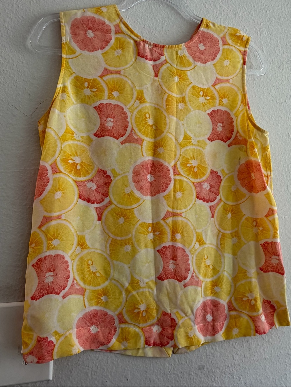 Equipment Sleeveless Citrus-Print Tank Top in Yellow & Coral